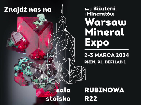 Targi biżuterii i minerałów Warsaw Mineral Expo plakat wydarzenia zaproszenie wystawcy