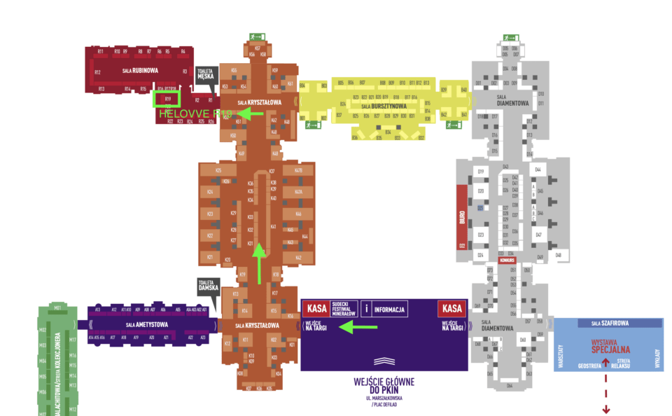 Warsaw Mineral Expo mapa wydarzenia, wnętrze pałacu kultury i nauki w Warszawie